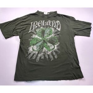 Vtg Ireland Destination‎ T-Shirt Green Graphic Y2K Vibe XL